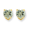 14k 6mm Heart Green Amethyst Earring