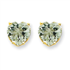 14k 8mm Heart Green Amethyst Earring