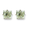 14kw 7mm Square Green Amethyst Earring