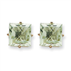 14kw Princess 4-Prong 8.0mm Green Amethyst Earring