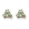 14kw 5mm Trillion Green Amethyst Earring