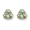 14kw 8mm Trillion Green Amethyst Earring