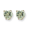 14kw 6mm Heart Green Amethyst Earring