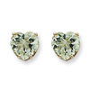 14kw 8mm Heart Green Amethyst Earring