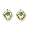 14k 7mm Round Green Amethyst Earring