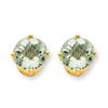 14k 9mm Round Green Amethyst Earring