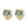 14k 6mm Heart Green Amethyst Earring
