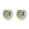 14k 8mm Heart Green Amethyst Earring