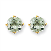 14k 6mm Cushion Green Amethyst Earring