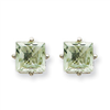 14kw 6mm Square Green Amethyst Earring