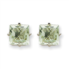 14kw 7mm Square Green Amethyst Earring