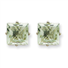 14kw Princess 4-Prong 8.0mm Green Amethyst Earring