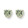 14kw 5mm Heart Green Amethyst Earring