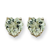 14kw 6mm Heart Green Amethyst Earring