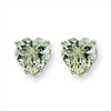 14kw 7mm Heart Green Amethyst Earring