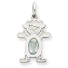 14K White Gold Girl 6x4 Oval  Genuine Aquamarine-Mar