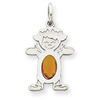 14K White Gold Girl 6x4 Oval  Genuine Citrine-Nov