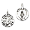 Sterling Silver Antiqued Saint Michael Navy Medal