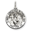 Sterling Silver Antiqued Blessed Mother Medal