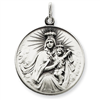 Sterling Silver Antiqued Our Lady of the Holy Scapular Medal