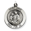 Sterling Silver Antiqued Saint Anne Medal