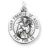 Sterling Silver Antiqued Saint Francis of Assisi Medal