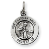 Sterling Silver Antiqued Guardian Angel Medal