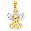 14k & Rhodium Filigree Angel Pendant