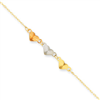 14K Tri-Color Adjustable Heart Anklet