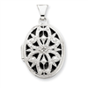 14K White Gold 21mm Oval w/Diamond Vintage Locket