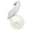 14K White Gold Satin Pearl Pendant