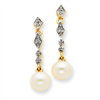 14k & Rhodium Cultured Pearl & Diamond Earrings