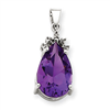 14k White Gold Amethyst & Diamond Pendant
