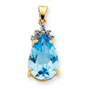 14k Blue Topaz & Diamond Pendant