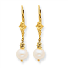 14K White Cultured Pearl Leverback Earrings