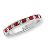 Sterling Silver Red & White CZ Eternity Band ring
