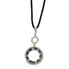 Silver-tone Lt/Dk Blue Crystal Circle on 16in w/ext Satin Cord Necklace