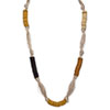 Gold-tone Coconut & White Wood Aster Fabric Necklace