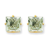 14k 8mm Square Green Amethyst Earring