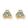 14k 5mm Trillion Green Amethyst Earring