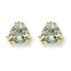 14k 7mm Trillion Green Amethyst Earring