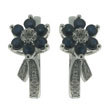 14K White Gold Blue Sapphire & Diamond Earrings