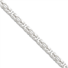 Sterling Silver 6mm Square Byzantine Chain bracelet