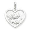 Sterling Silver Satin Angel Heart Charm