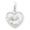 Sterling Silver Satin Angel Heart Charm
