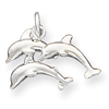 Sterling Silver Dolphins Charm