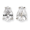 Sterling Silver Pear CZ Stud Earrings