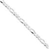 Sterling Silver 4.75mm Pave Flat Figaro Chain bracelet