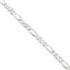 Sterling Silver 5.5mm Pave Flat Figaro Chain