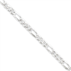Sterling Silver 5.5mm Pave Flat Figaro Chain bracelet